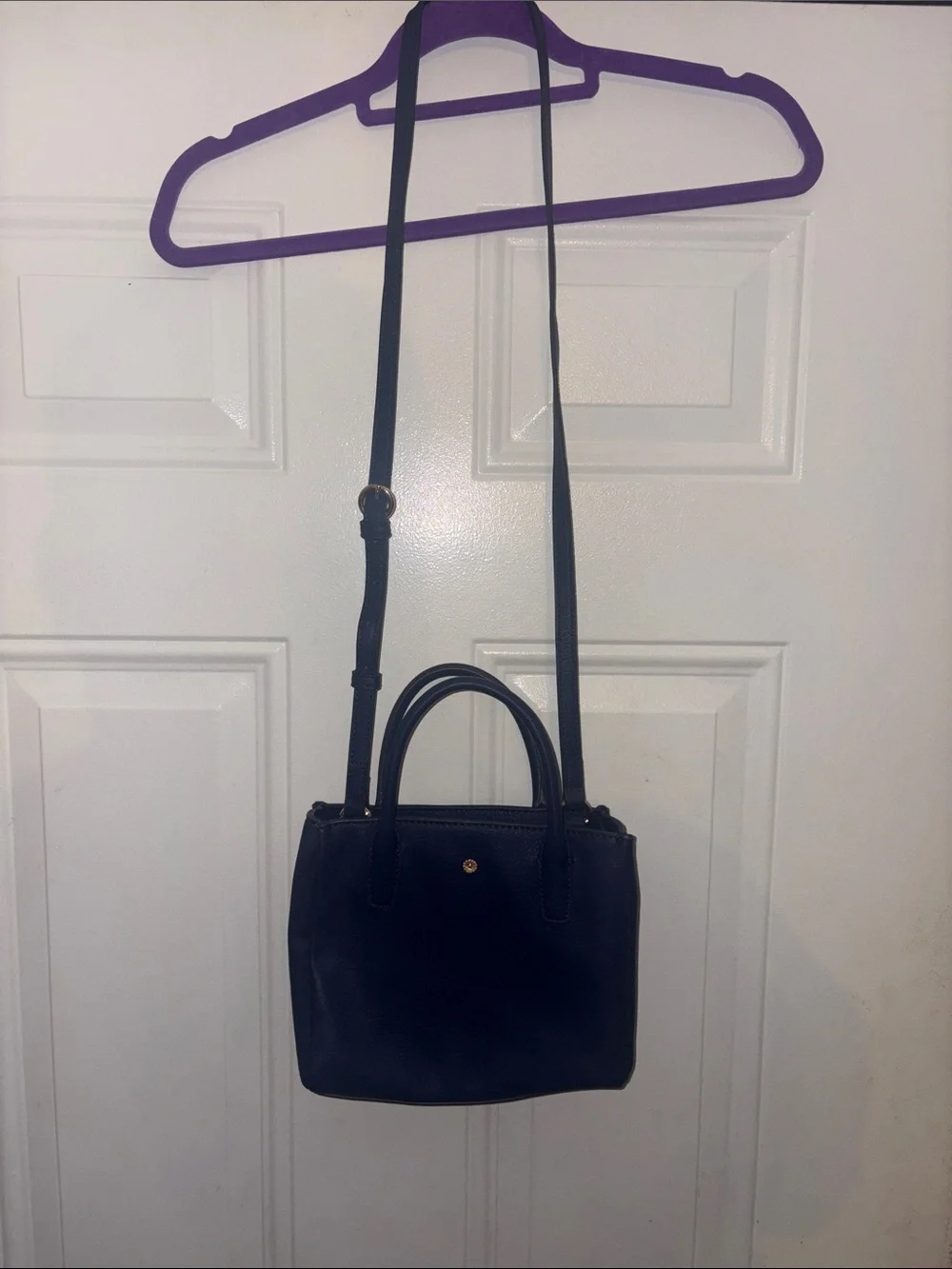 LC Lauren Conrad Navy Satchel with Gold Rosette Accent